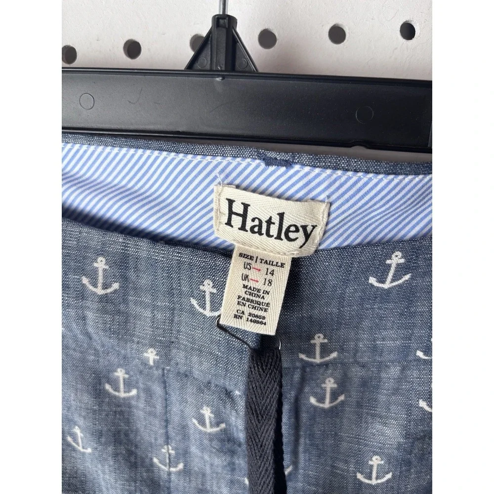 NWT Hatley Chambray Women's Shorts‎ Sz 14 Anchor Print Nautical Beachy